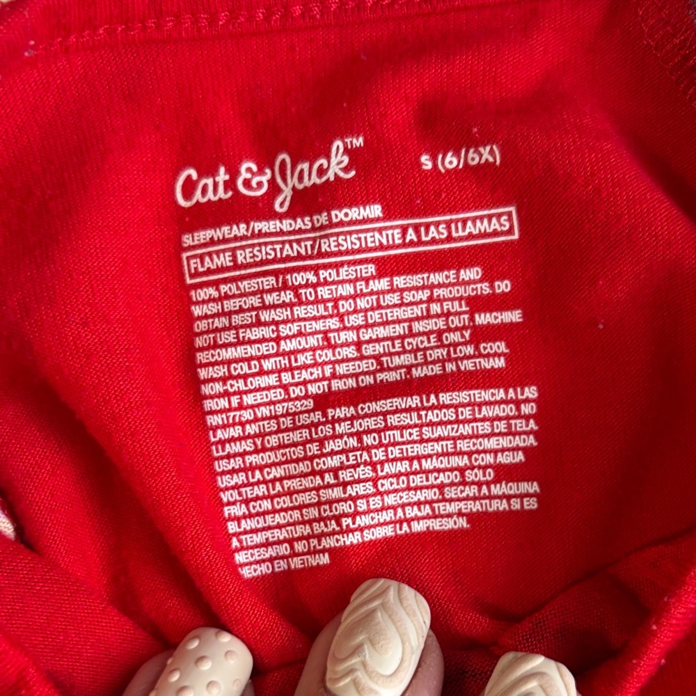 Kids Red Christmas Striped Pajama Set size 6 - Picture 2 of 3